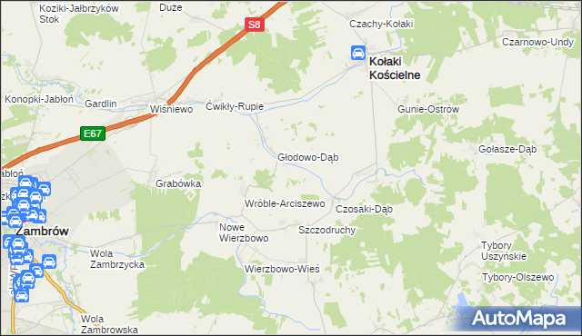 mapa Czarnowo-Dąb, Czarnowo-Dąb na mapie Targeo