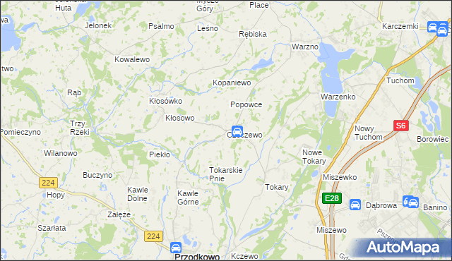 mapa Czeczewo gmina Przodkowo, Czeczewo gmina Przodkowo na mapie Targeo
