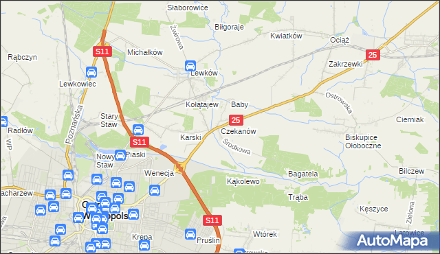 mapa Czekanów gmina Ostrów Wielkopolski, Czekanów gmina Ostrów Wielkopolski na mapie Targeo