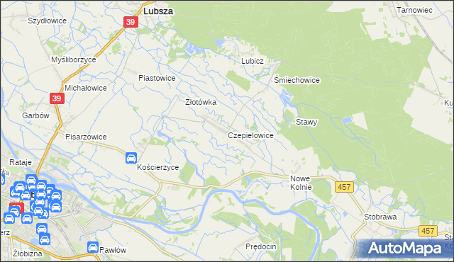 mapa Czepielowice, Czepielowice na mapie Targeo