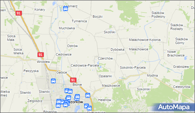 mapa Czerchów, Czerchów na mapie Targeo