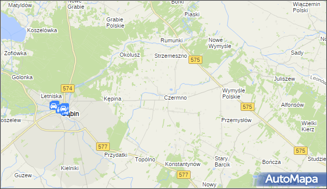 mapa Czermno gmina Gąbin, Czermno gmina Gąbin na mapie Targeo