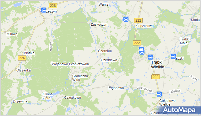 mapa Czerniewo gmina Trąbki Wielkie, Czerniewo gmina Trąbki Wielkie na mapie Targeo