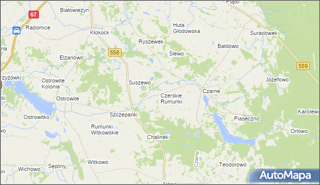 mapa Czerskie Rumunki, Czerskie Rumunki na mapie Targeo