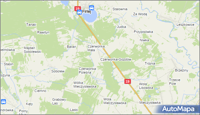 mapa Czerwonka-Gozdów, Czerwonka-Gozdów na mapie Targeo