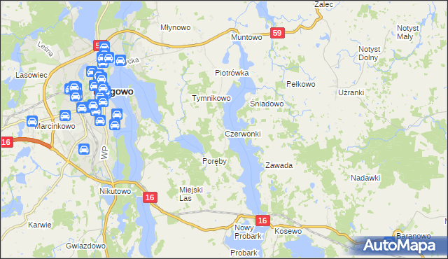 mapa Czerwonki gmina Mrągowo, Czerwonki gmina Mrągowo na mapie Targeo