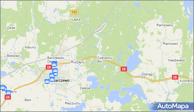 mapa Czerwony Bór gmina Barczewo, Czerwony Bór gmina Barczewo na mapie Targeo