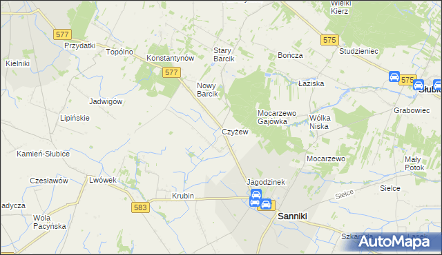 mapa Czyżew gmina Sanniki, Czyżew gmina Sanniki na mapie Targeo