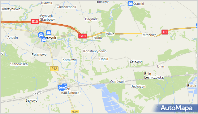 mapa Dąbki gmina Wyrzysk, Dąbki gmina Wyrzysk na mapie Targeo