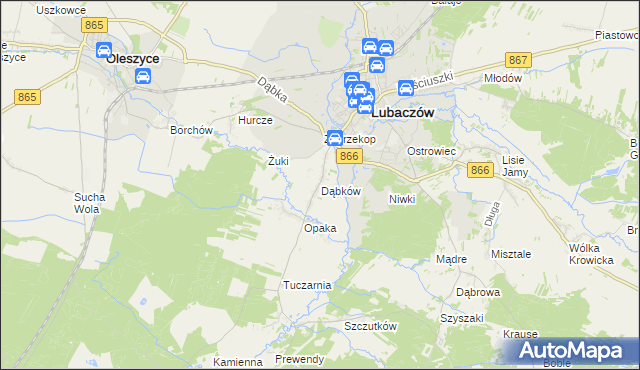 mapa Dąbków, Dąbków na mapie Targeo