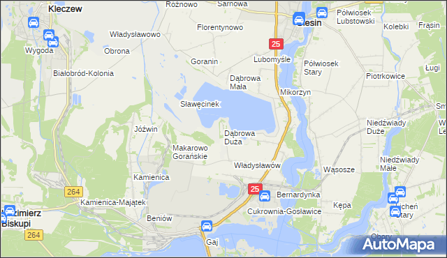 mapa Dąbrowa Duża gmina Ślesin, Dąbrowa Duża gmina Ślesin na mapie Targeo