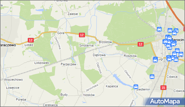 mapa Dąbrowa gmina Jarocin, Dąbrowa gmina Jarocin na mapie Targeo