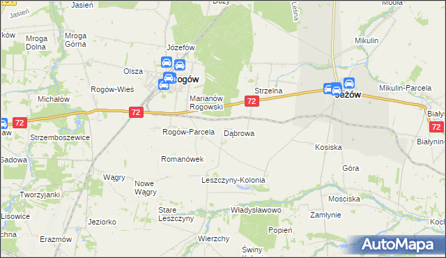 mapa Dąbrowa gmina Jeżów, Dąbrowa gmina Jeżów na mapie Targeo