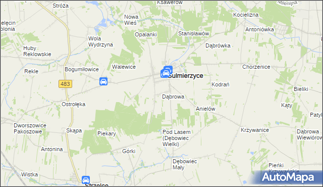 mapa Dąbrowa gmina Sulmierzyce, Dąbrowa gmina Sulmierzyce na mapie Targeo