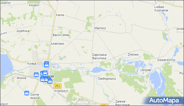 mapa Dąbrówka Barcińska, Dąbrówka Barcińska na mapie Targeo