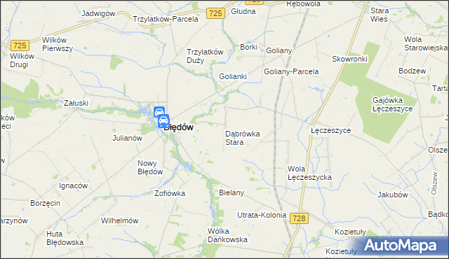 mapa Dąbrówka Stara, Dąbrówka Stara na mapie Targeo