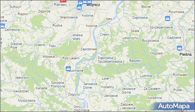 mapa Dąbrówka Szczepanowska, Dąbrówka Szczepanowska na mapie Targeo