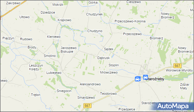 mapa Dąbrusk, Dąbrusk na mapie Targeo