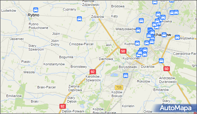 mapa Dachowa gmina Sochaczew, Dachowa gmina Sochaczew na mapie Targeo