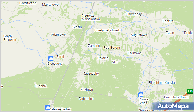 mapa Dalekie gmina Długosiodło, Dalekie gmina Długosiodło na mapie Targeo