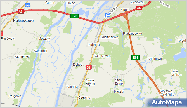 mapa Daleszewo, Daleszewo na mapie Targeo