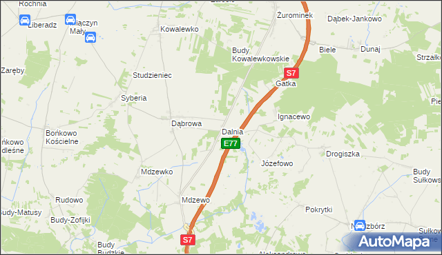 mapa Dalnia gmina Strzegowo, Dalnia gmina Strzegowo na mapie Targeo