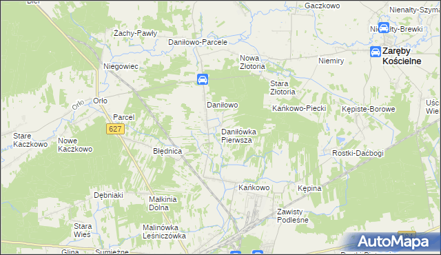 mapa Daniłówka Pierwsza, Daniłówka Pierwsza na mapie Targeo