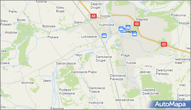 mapa Dankowice Drugie, Dankowice Drugie na mapie Targeo