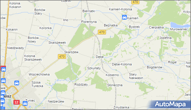 mapa Dębe gmina Żelazków, Dębe gmina Żelazków na mapie Targeo