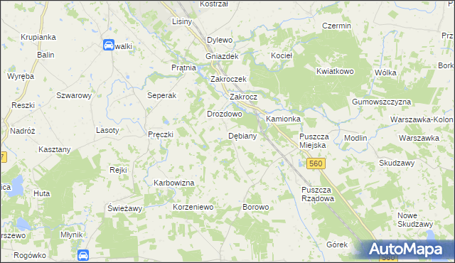 mapa Dębiany gmina Rypin, Dębiany gmina Rypin na mapie Targeo