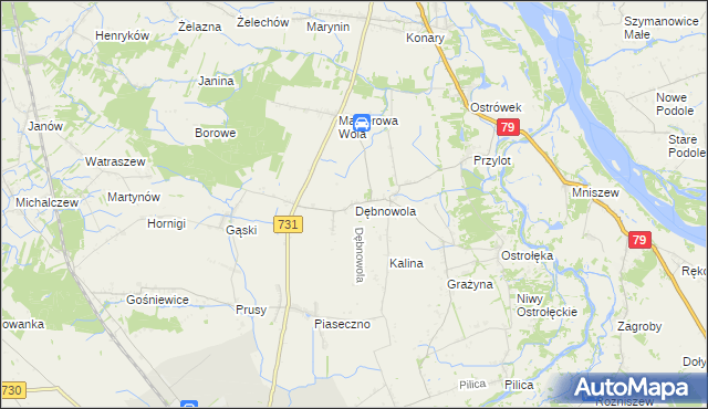 mapa Dębnowola gmina Warka, Dębnowola gmina Warka na mapie Targeo