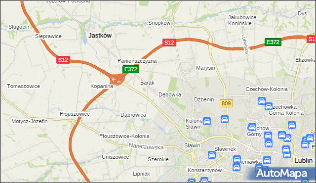 mapa Dębówka gmina Jastków, Dębówka gmina Jastków na mapie Targeo