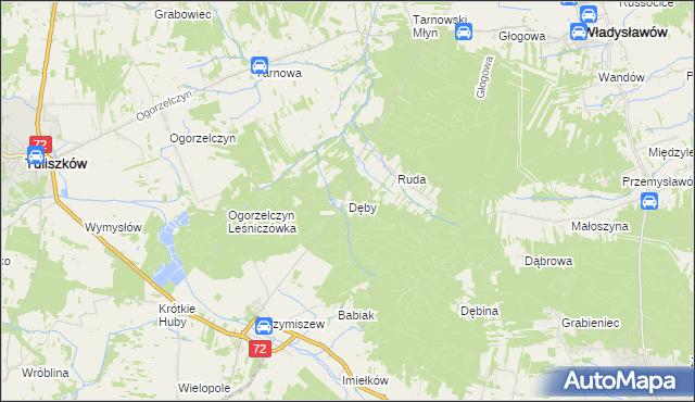 mapa Dęby gmina Tuliszków, Dęby gmina Tuliszków na mapie Targeo