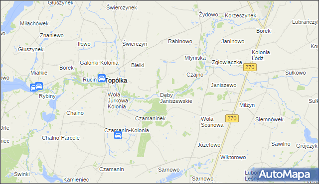 mapa Dęby Janiszewskie, Dęby Janiszewskie na mapie Targeo