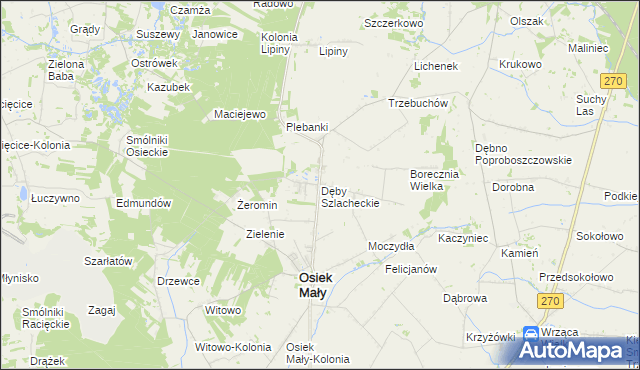 mapa Dęby Szlacheckie, Dęby Szlacheckie na mapie Targeo