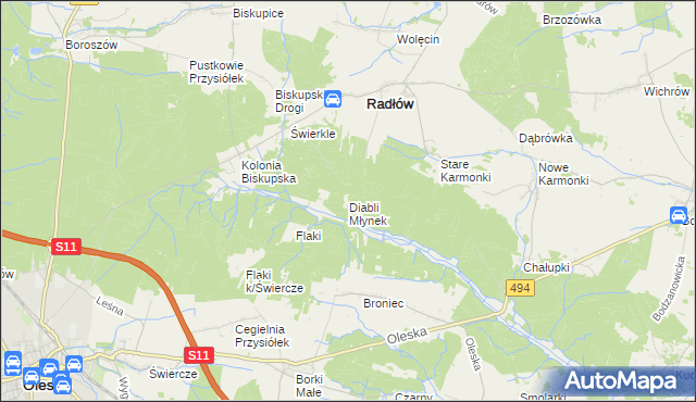 mapa Diabli Młynek, Diabli Młynek na mapie Targeo