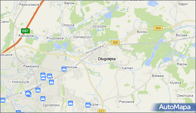 mapa Długołęka powiat wrocławski, Długołęka powiat wrocławski na mapie Targeo