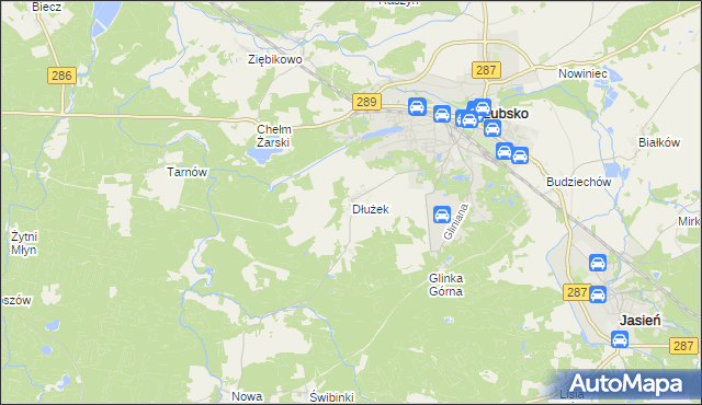 mapa Dłużek gmina Lubsko, Dłużek gmina Lubsko na mapie Targeo