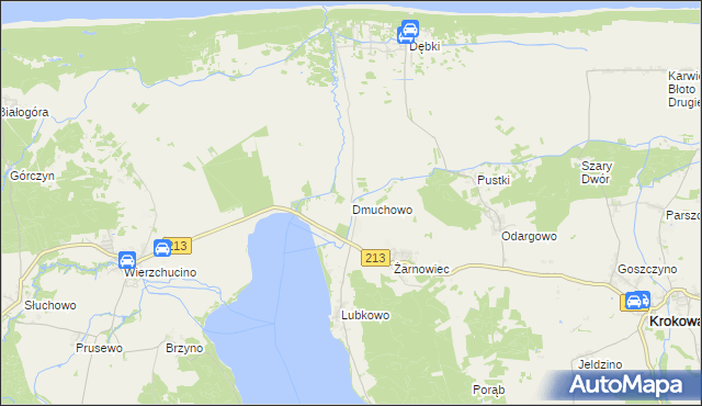 mapa Dmuchowo gmina Krokowa, Dmuchowo gmina Krokowa na mapie Targeo