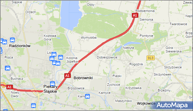 mapa Dobieszowice gmina Bobrowniki, Dobieszowice gmina Bobrowniki na mapie Targeo