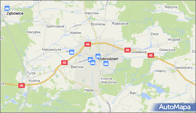 mapa Dobrodzień, Dobrodzień na mapie Targeo