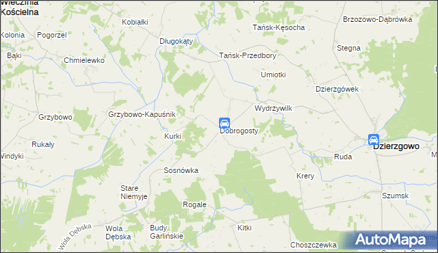 mapa Dobrogosty gmina Dzierzgowo, Dobrogosty gmina Dzierzgowo na mapie Targeo