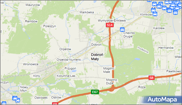 mapa Dobroń Mały, Dobroń Mały na mapie Targeo
