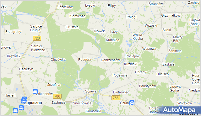 mapa Dobrzeszów, Dobrzeszów na mapie Targeo