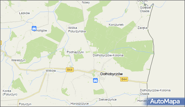 mapa Dołhobyczów-Kolonia, Dołhobyczów-Kolonia na mapie Targeo