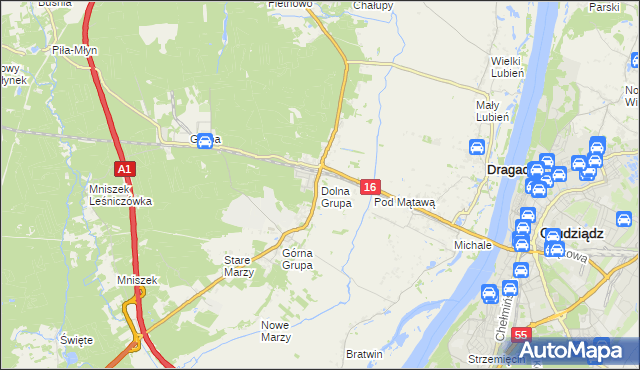 mapa Dolna Grupa, Dolna Grupa na mapie Targeo