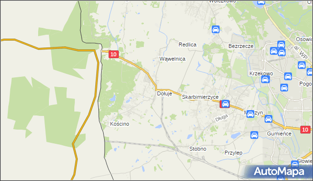 mapa Dołuje, Dołuje na mapie Targeo