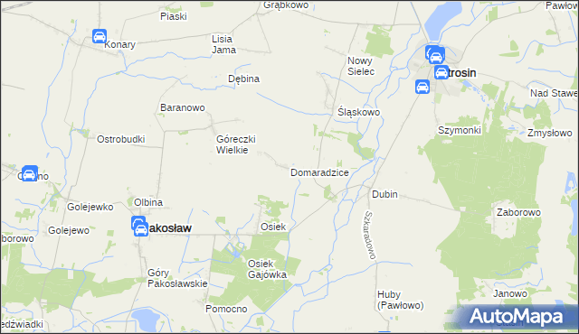mapa Domaradzice gmina Jutrosin, Domaradzice gmina Jutrosin na mapie Targeo