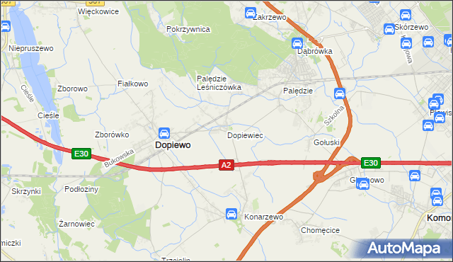 mapa Dopiewiec, Dopiewiec na mapie Targeo