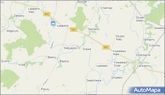mapa Drawa, Drawa na mapie Targeo